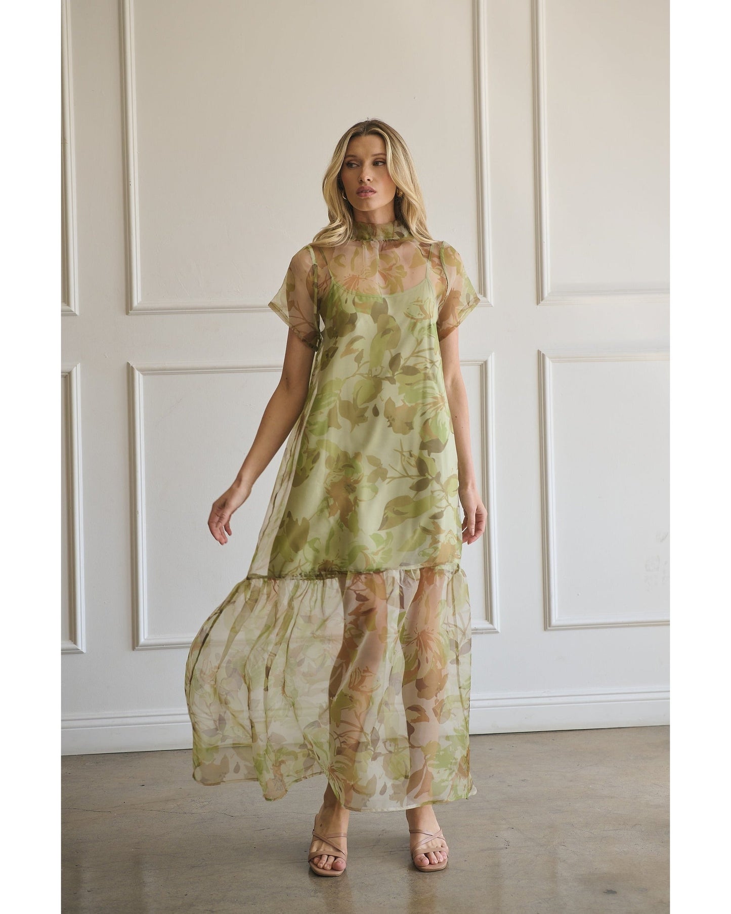 Floral Organza Maxi Dress