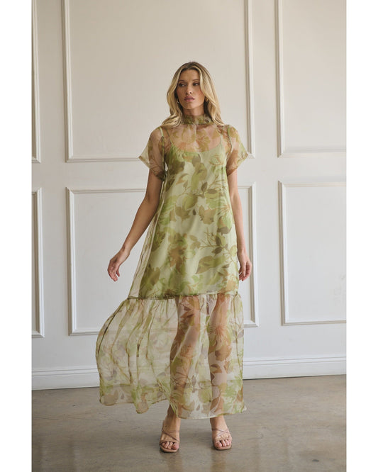 Floral Organza Maxi Dress