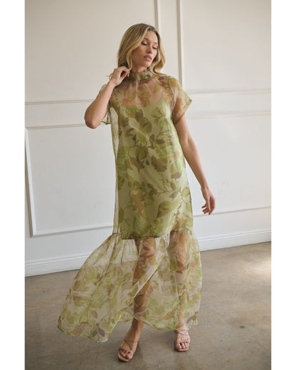 Floral Organza Maxi Dress